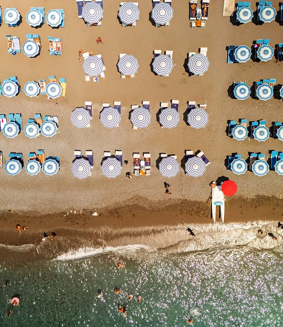 veduta dall'alto delle postazioni dello Zighy Beach
